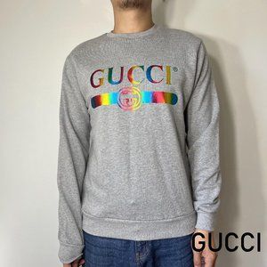 ❤️Rainbow GUCCI Grey Loose Sweater Unisex L Size